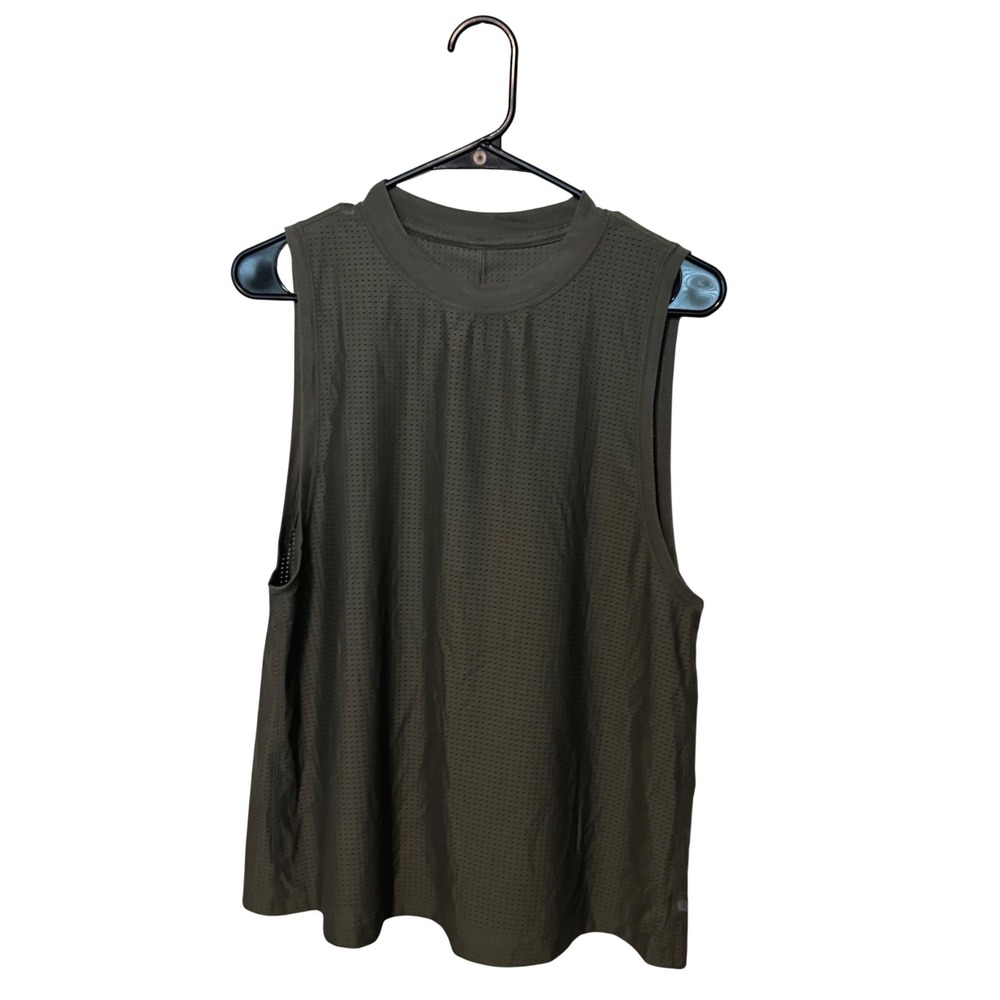 Lululemon All Yours Mesh Tank Top Womens 4 Olive Green Perforated Athletic Gym
